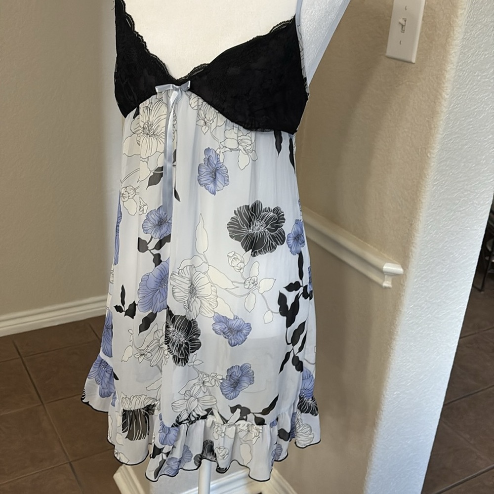 Apt. 9 floral blue sheer nighty lingerie nightgown Size S